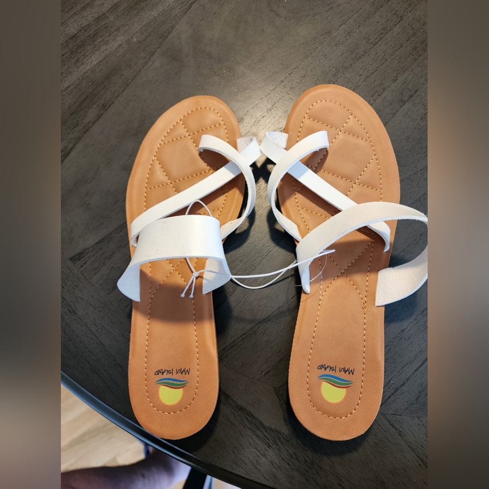 SH1 - White and Tan Strappy Sandals